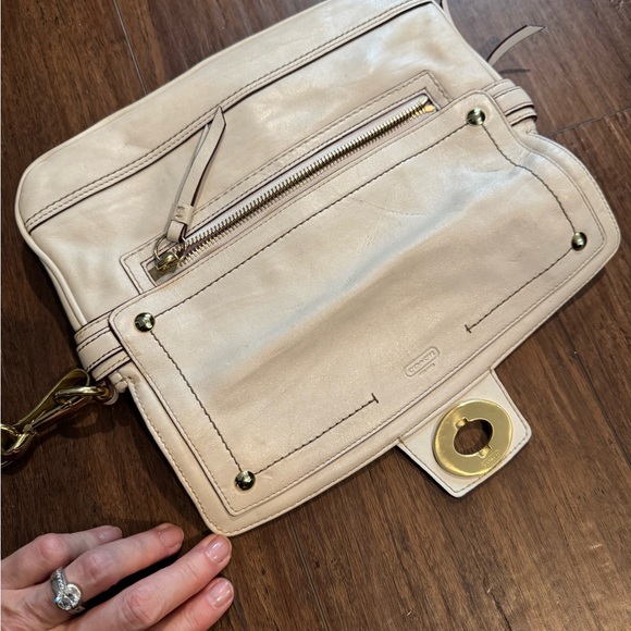 Coach Beige Leather Wristlet with Gold Hardware - Picture 6 of 6